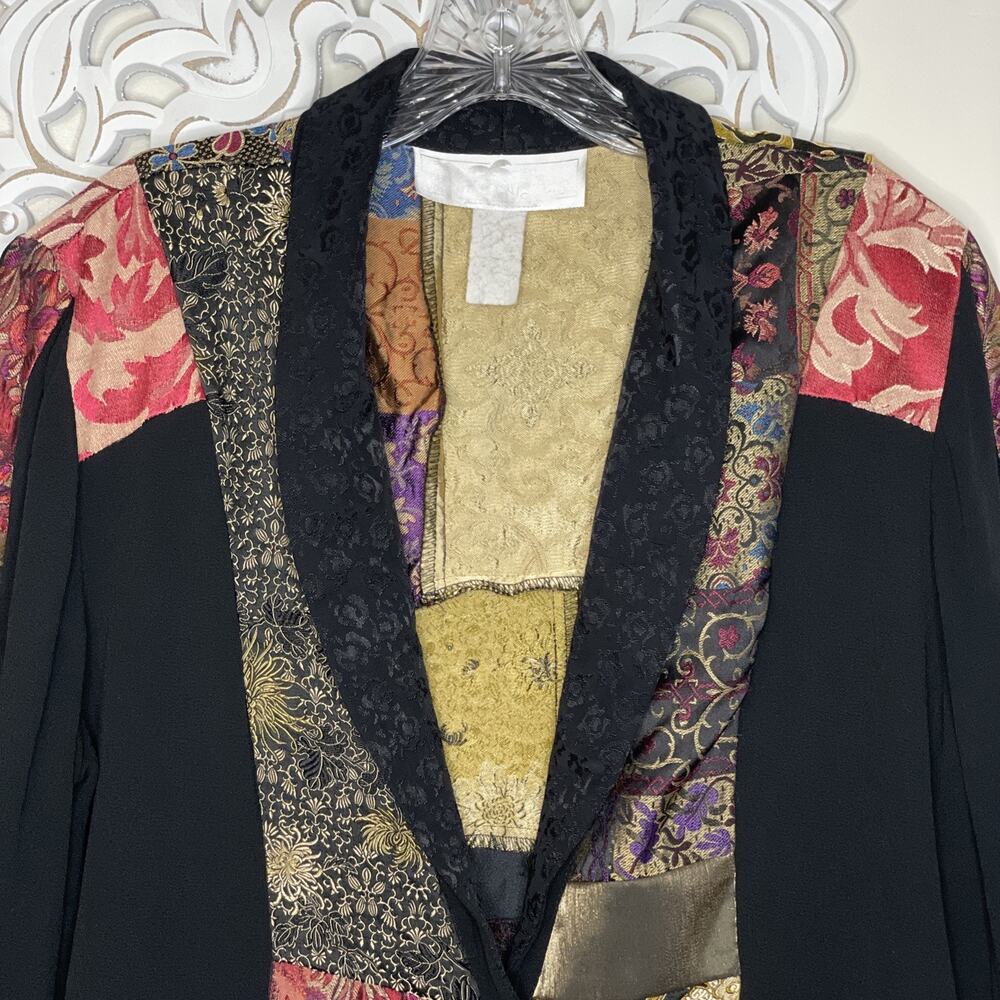 VTG Patchwork Tapestry Boho Jacket M Baroque Broc… - image 7